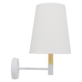 GloboStar® LYDFORD 01433 Μοντέρνο Φωτιστικό Τοίχου Απλίκα Μονόφωτο Λευκό με Μπέζ Ξύλο Μεταλλικό Φ20 x Y36cm