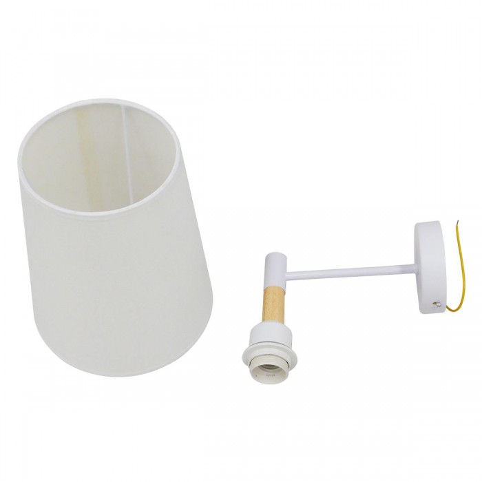GloboStar® LYDFORD 01433 Μοντέρνο Φωτιστικό Τοίχου Απλίκα Μονόφωτο Λευκό με Μπέζ Ξύλο Μεταλλικό Φ20 x Y36cm GloboStar® LYDFORD 01433 Μοντέρνο Φωτιστικό Τοίχου Απλίκα Μονόφωτο Λευκό με Μπέζ Ξύλο Μεταλλικό Φ20 x Y36cm