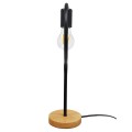 GloboStar® HONOR ROUND 01434 Μοντέρνο Επιτραπέζιο Φωτιστικό Πορτατίφ Μονόφωτο Μαύρο Μεταλλικό με Ξύλινη Βάση Δρυς Φ20 x Υ42cm