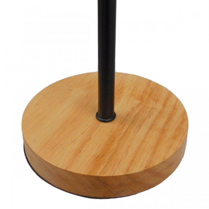 GloboStar® HONOR SQUARE 01435 Μοντέρνο Επιτραπέζιο Φωτιστικό Πορτατίφ Μονόφωτο Μαύρο Μεταλλικό με Ξύλινη Βάση Δρυς Μ20 x Π20 x Υ42cm