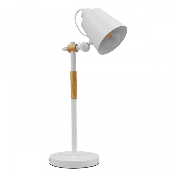 GloboStar® VERITY 01440 Μοντέρνο Επιτραπέζιο Φωτιστικό Πορτατίφ Μονόφωτο Λευκό Μεταλλικό με Ξύλινες Λεπτομέρειες Φ13 x Υ56cm GloboStar® VERITY 01440 Μοντέρνο Επιτραπέζιο Φωτιστικό Πορτατίφ Μονόφωτο Λευκό Μεταλλικό με Ξύλινες Λεπτομέρειες Φ13 x Υ56cm