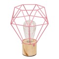 GloboStar® ANTLER 01442 Μοντέρνο Επιτραπέζιο Φωτιστικό Γραφείου LED USB DC 5V Μονόφωτο Μεταλλικό Ροζ με Ξύλινη Βάση Θερμό Λευκό 3000K Φ19 x Μ19 x Π19 x Υ23cm