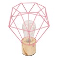 GloboStar® ANTLER 01442 Μοντέρνο Επιτραπέζιο Φωτιστικό Γραφείου LED USB DC 5V Μονόφωτο Μεταλλικό Ροζ με Ξύλινη Βάση Θερμό Λευκό 3000K Φ19 x Μ19 x Π19 x Υ23cm