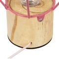 GloboStar® ANTLER 01442 Μοντέρνο Επιτραπέζιο Φωτιστικό Γραφείου LED USB DC 5V Μονόφωτο Μεταλλικό Ροζ με Ξύλινη Βάση Θερμό Λευκό 3000K Φ19 x Μ19 x Π19 x Υ23cm