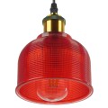 GloboStar® SEGRETO 01450 Vintage Κρεμαστό Φωτιστικό Οροφής Μονόφωτο 1 x E27 Κόκκινο Γυάλινο Διάφανο Καμπάνα με Χρυσό Ντουί Φ14 x Υ18cm