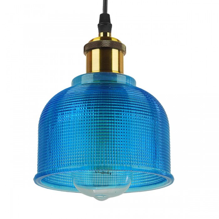 GloboStar® SEGRETO 01452 Vintage Κρεμαστό Φωτιστικό Οροφής Μονόφωτο 1 x E27 Μπλε Γυάλινο Διάφανο Καμπάνα με Χρυσό Ντουί Φ14 x Υ18cm GloboStar® SEGRETO 01452 Vintage Κρεμαστό Φωτιστικό Οροφής Μονόφωτο 1 x E27 Μπλε Γυάλινο Διάφανο Καμπάνα με Χρυσό Ντουί Φ14 x Υ18cm