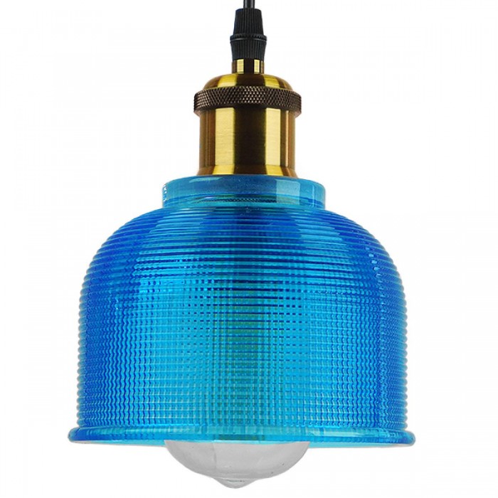 GloboStar® SEGRETO 01452 Vintage Κρεμαστό Φωτιστικό Οροφής Μονόφωτο 1 x E27 Μπλε Γυάλινο Διάφανο Καμπάνα με Χρυσό Ντουί Φ14 x Υ18cm GloboStar® SEGRETO 01452 Vintage Κρεμαστό Φωτιστικό Οροφής Μονόφωτο 1 x E27 Μπλε Γυάλινο Διάφανο Καμπάνα με Χρυσό Ντουί Φ14 x Υ18cm