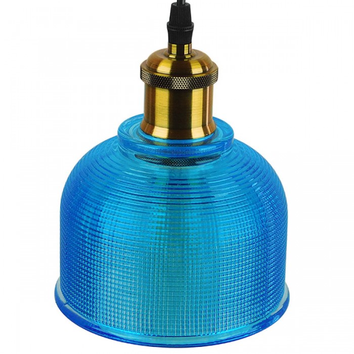 GloboStar® SEGRETO 01452 Vintage Κρεμαστό Φωτιστικό Οροφής Μονόφωτο 1 x E27 Μπλε Γυάλινο Διάφανο Καμπάνα με Χρυσό Ντουί Φ14 x Υ18cm GloboStar® SEGRETO 01452 Vintage Κρεμαστό Φωτιστικό Οροφής Μονόφωτο 1 x E27 Μπλε Γυάλινο Διάφανο Καμπάνα με Χρυσό Ντουί Φ14 x Υ18cm