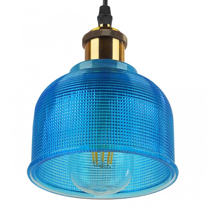 GloboStar® SEGRETO 01452 Vintage Κρεμαστό Φωτιστικό Οροφής Μονόφωτο 1 x E27 Μπλε Γυάλινο Διάφανο Καμπάνα με Χρυσό Ντουί Φ14 x Υ18cm GloboStar® SEGRETO 01452 Vintage Κρεμαστό Φωτιστικό Οροφής Μονόφωτο 1 x E27 Μπλε Γυάλινο Διάφανο Καμπάνα με Χρυσό Ντουί Φ14 x Υ18cm