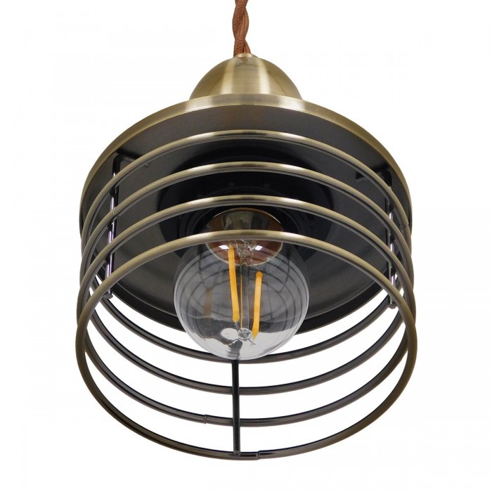 GloboStar® MANHATTAN 01455 Μοντέρνο Industrial Κρεμαστό Φωτιστικό Οροφής Μονόφωτο 1 x E27 Μεταλλικό Μπρούτζινο Καμπάνα Φ11 x Υ14cm