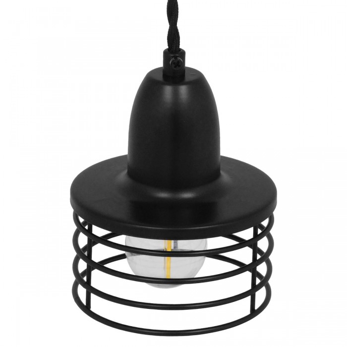 GloboStar® MANHATTAN 01456 Μοντέρνο Industrial Κρεμαστό Φωτιστικό Οροφής Μονόφωτο 1 x E27 Μεταλλικό Μαύρο Καμπάνα Φ11 x Υ14cm