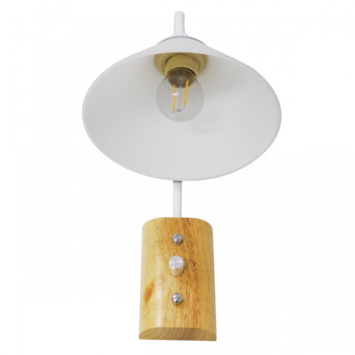 GloboStar® ALESSIA 01458 Μοντέρνο Φωτιστικό Τοίχου Απλίκα Μονόφωτο Λευκό με Ξύλινη Βάση και Διακόπτη ON/OFF Μεταλλικό Φ18 x Y29cm GloboStar® ALESSIA 01458 Μοντέρνο Φωτιστικό Τοίχου Απλίκα Μονόφωτο Λευκό με Ξύλινη Βάση και Διακόπτη ON/OFF Μεταλλικό Φ18 x Y29cm