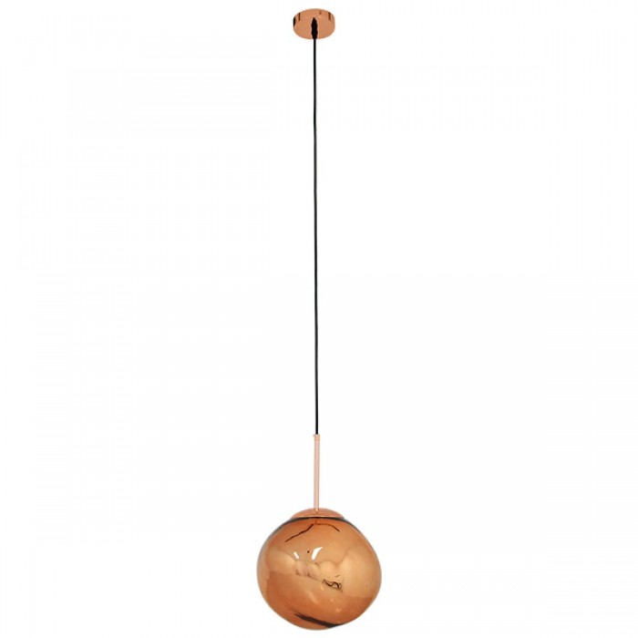 GloboStar® DIXAR 01461 Μοντέρνο Κρεμαστό Φωτιστικό Οροφής Μονόφωτο 1 x E27 Γυάλινο Χάλκινο Φ28 x Υ40cm