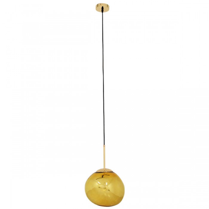 GloboStar® DIXAR 01462 Μοντέρνο Κρεμαστό Φωτιστικό Οροφής Μονόφωτο 1 x E27 Γυάλινο Χρυσό Φ28 x Υ40cm