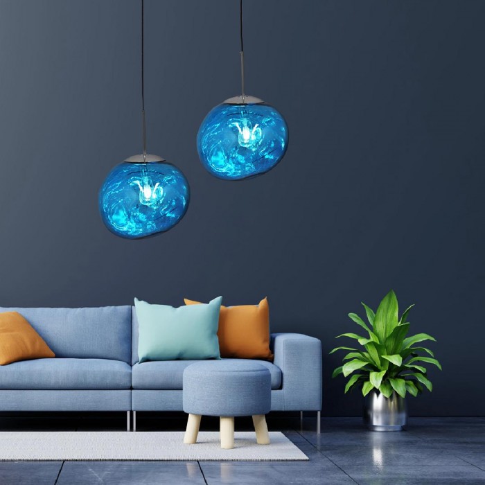GloboStar® DIXAR BLUE 01467 Μοντέρνο Κρεμαστό Φωτιστικό Οροφής Μονόφωτο 1 x E27 Γυάλινο Μπλε Φ36 x Υ45cm GloboStar® DIXAR BLUE 01467 Μοντέρνο Κρεμαστό Φωτιστικό Οροφής Μονόφωτο 1 x E27 Γυάλινο Μπλε Φ36 x Υ45cm