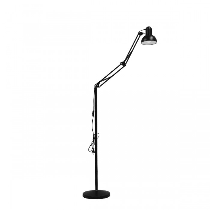 GloboStar® AUDREY 01468 Vintage Φωτιστικό Δαπέδου Μονόφωτο 1 x E27 Μαύρο Μεταλλικό Καμπάνα D15 x H190cm