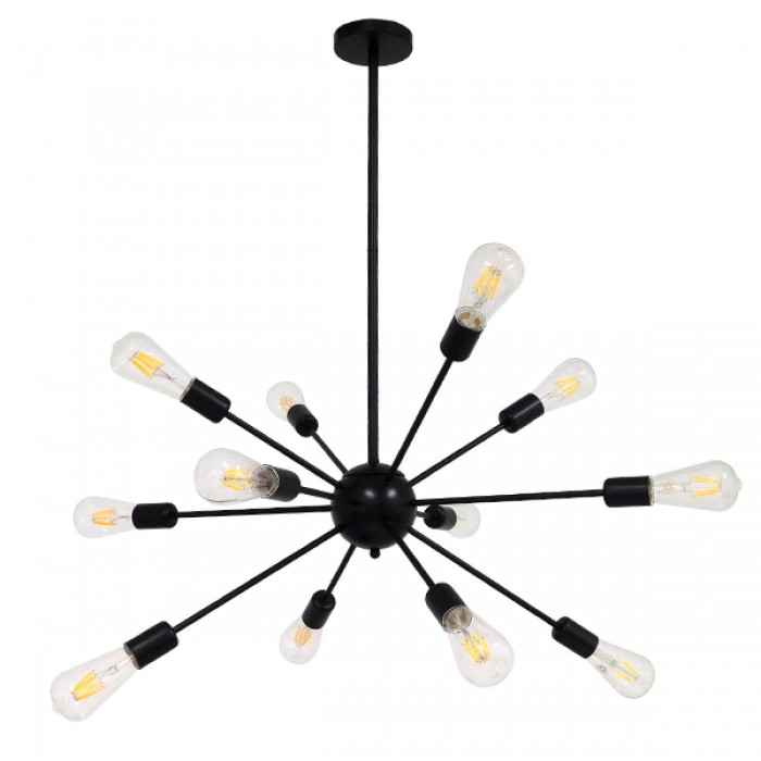 GloboStar® MILANO 01486 Μοντέρνο Industrial Φωτιστικό Οροφής Πολύφωτο 12 x E27 Μαύρο Μεταλλικό Φ80 x Y78cm GloboStar® MILANO 01486 Μοντέρνο Industrial Φωτιστικό Οροφής Πολύφωτο 12 x E27 Μαύρο Μεταλλικό Φ80 x Y78cm