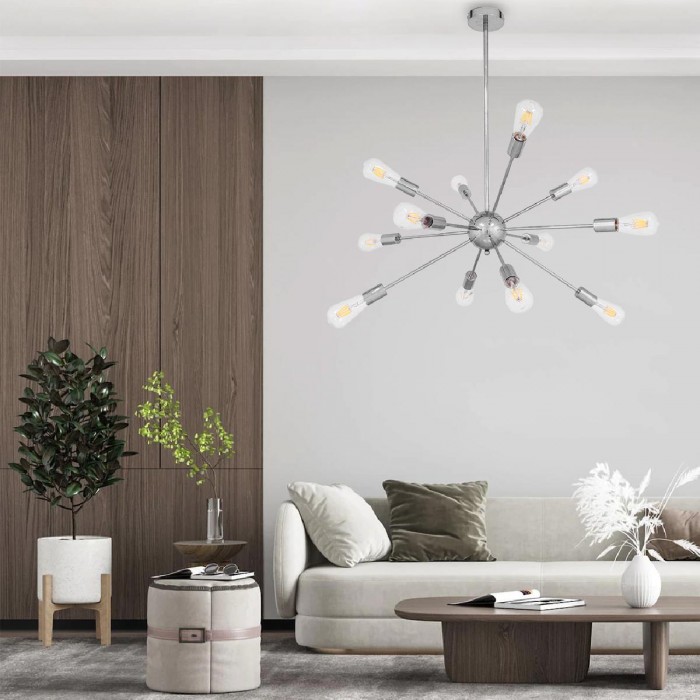 GloboStar® MILANO 01487 Μοντέρνο Industrial Φωτιστικό Οροφής Πολύφωτο 12 x E27 Ασημί Νίκελ Μεταλλικό Φ80 x Y78cm GloboStar® MILANO 01487 Μοντέρνο Industrial Φωτιστικό Οροφής Πολύφωτο 12 x E27 Ασημί Νίκελ Μεταλλικό Φ80 x Y78cm