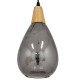 GloboStar® NOAH 01489 Μοντέρνο Κρεμαστό Φωτιστικό Οροφής Μονόφωτο 1 x E27 Γυάλινο με Ξύλο Μαύρο Φιμέ Νίκελ Φ16 x Υ30cm GloboStar® NOAH 01489 Μοντέρνο Κρεμαστό Φωτιστικό Οροφής Μονόφωτο 1 x E27 Γυάλινο με Ξύλο Μαύρο Φιμέ Νίκελ Φ16 x Υ30cm