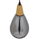GloboStar® NOAH 01489 Μοντέρνο Κρεμαστό Φωτιστικό Οροφής Μονόφωτο 1 x E27 Γυάλινο με Ξύλο Μαύρο Φιμέ Νίκελ Φ16 x Υ30cm GloboStar® NOAH 01489 Μοντέρνο Κρεμαστό Φωτιστικό Οροφής Μονόφωτο 1 x E27 Γυάλινο με Ξύλο Μαύρο Φιμέ Νίκελ Φ16 x Υ30cm