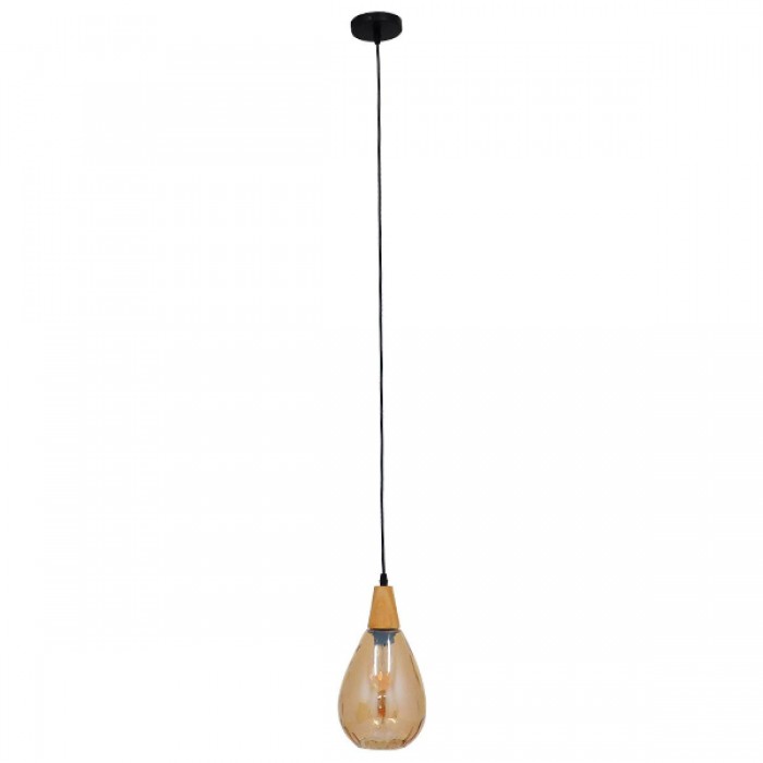 GloboStar® NOAH 01490 Μοντέρνο Κρεμαστό Φωτιστικό Οροφής Μονόφωτο 1 x E27 Γυάλινο με Ξύλο Μελί Φ16 x Υ30cm GloboStar® NOAH 01490 Μοντέρνο Κρεμαστό Φωτιστικό Οροφής Μονόφωτο 1 x E27 Γυάλινο με Ξύλο Μελί Φ16 x Υ30cm