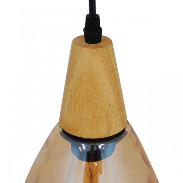 GloboStar® NOAH 01490 Μοντέρνο Κρεμαστό Φωτιστικό Οροφής Μονόφωτο 1 x E27 Γυάλινο με Ξύλο Μελί Φ16 x Υ30cm GloboStar® NOAH 01490 Μοντέρνο Κρεμαστό Φωτιστικό Οροφής Μονόφωτο 1 x E27 Γυάλινο με Ξύλο Μελί Φ16 x Υ30cm