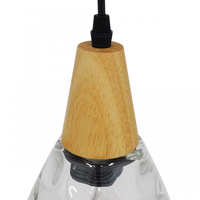 GloboStar® NOAH 01491 Μοντέρνο Κρεμαστό Φωτιστικό Οροφής Μονόφωτο 1 x E27 Γυάλινο με Ξύλο Διάφανο Φ16 x Υ30cm GloboStar® NOAH 01491 Μοντέρνο Κρεμαστό Φωτιστικό Οροφής Μονόφωτο 1 x E27 Γυάλινο με Ξύλο Διάφανο Φ16 x Υ30cm