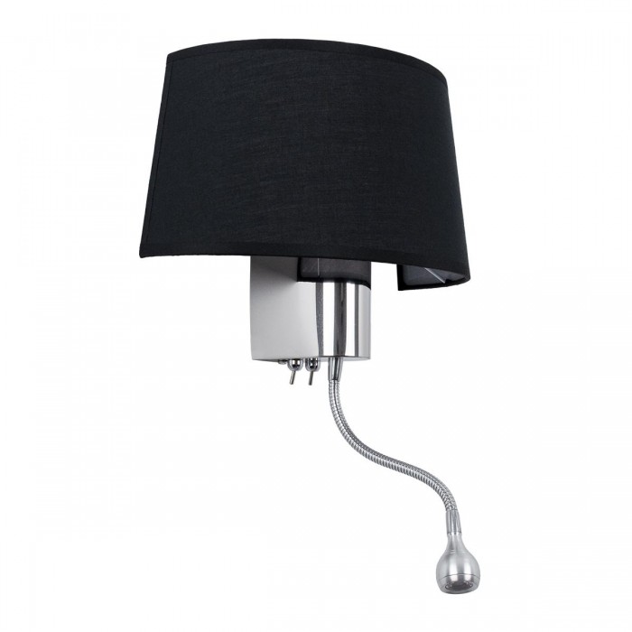 GloboStar® ELEGANT 01492 Μοντέρνο Φωτιστικό Τοίχου Απλίκα Μεταλλικό Χρώμιο Νίκελ με Μαύρο Ύφασμα Δίφωτο 1xE27 - Ρυθμίζόμενο Σώμα Σπιράλ με CREE LED 3W Θερμό Λευκό 2700K - Διακόπτες On / Off Μ26.5 x Π15 x Υ43cm GloboStar® ELEGANT 01492 Μοντέρνο Φωτιστικό Τοίχου Απλίκα Μεταλλικό Χρώμιο Νίκελ με Μαύρο Ύφασμα Δίφωτο 1xE27 - Ρυθμίζόμενο Σώμα Σπιράλ με CREE LED 3W Θερμό Λευκό 2700K - Διακόπτες On / Off Μ26.5 x Π15 x Υ43cm