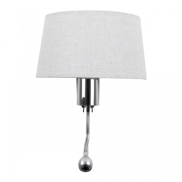 GloboStar® ELEGANT 01493 Μοντέρνο Φωτιστικό Τοίχου Απλίκα Μεταλλικό Χρώμιο Νίκελ με Λευκό Ύφασμα Δίφωτο 1xE27 - Ρυθμίζόμενο Σώμα Σπιράλ με CREE LED 3W Θερμό Λευκό 2700K - Διακόπτες On / Off Μ26.5 x Π15 x Υ43cm GloboStar® ELEGANT 01493 Μοντέρνο Φωτιστικό Τοίχου Απλίκα Μεταλλικό Χρώμιο Νίκελ με Λευκό Ύφασμα Δίφωτο 1xE27 - Ρυθμίζόμενο Σώμα Σπιράλ με CREE LED 3W Θερμό Λευκό 2700K - Διακόπτες On / Off Μ26.5 x Π15 x Υ43cm