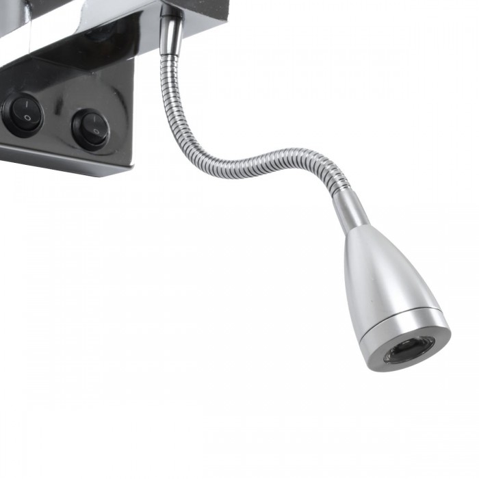 GloboStar® ELEGANT 01494 Μοντέρνο Φωτιστικό Τοίχου Απλίκα Μεταλλικό Χρώμιο Νίκελ με Μαύρο Ύφασμα Δίφωτο 1xE27 - Ρυθμίζόμενο Σώμα Σπιράλ με CREE LED 3W Θερμό Λευκό 2700K - Διακόπτες On / Off Μ17 x Π21 x Υ43cm