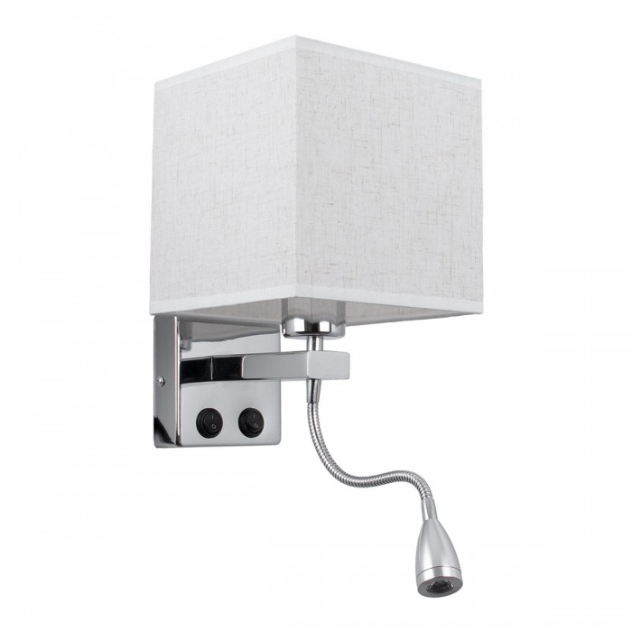 GloboStar® ELEGANT 01495 Μοντέρνο Φωτιστικό Τοίχου Απλίκα Μεταλλικό Χρώμιο Νίκελ με Λευκό Ύφασμα Δίφωτο 1xE27 - Ρυθμίζόμενο Σώμα Σπιράλ με CREE LED 3W Θερμό Λευκό 2700K - Διακόπτες On / Off Μ17 x Π21 x Υ43cm GloboStar® ELEGANT 01495 Μοντέρνο Φωτιστικό Τοίχου Απλίκα Μεταλλικό Χρώμιο Νίκελ με Λευκό Ύφασμα Δίφωτο 1xE27 - Ρυθμίζόμενο Σώμα Σπιράλ με CREE LED 3W Θερμό Λευκό 2700K - Διακόπτες On / Off Μ17 x Π21 x Υ43cm
