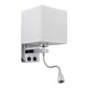 GloboStar® ELEGANT 01495 Μοντέρνο Φωτιστικό Τοίχου Απλίκα Μεταλλικό Χρώμιο Νίκελ με Λευκό Ύφασμα Δίφωτο 1xE27 - Ρυθμίζόμενο Σώμα Σπιράλ με CREE LED 3W Θερμό Λευκό 2700K - Διακόπτες On / Off Μ17 x Π21 x Υ43cm GloboStar® ELEGANT 01495 Μοντέρνο Φωτιστικό Τοίχου Απλίκα Μεταλλικό Χρώμιο Νίκελ με Λευκό Ύφασμα Δίφωτο 1xE27 - Ρυθμίζόμενο Σώμα Σπιράλ με CREE LED 3W Θερμό Λευκό 2700K - Διακόπτες On / Off Μ17 x Π21 x Υ43cm