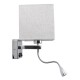 GloboStar® ELEGANT 01495 Μοντέρνο Φωτιστικό Τοίχου Απλίκα Μεταλλικό Χρώμιο Νίκελ με Λευκό Ύφασμα Δίφωτο 1xE27 - Ρυθμίζόμενο Σώμα Σπιράλ με CREE LED 3W Θερμό Λευκό 2700K - Διακόπτες On / Off Μ17 x Π21 x Υ43cm GloboStar® ELEGANT 01495 Μοντέρνο Φωτιστικό Τοίχου Απλίκα Μεταλλικό Χρώμιο Νίκελ με Λευκό Ύφασμα Δίφωτο 1xE27 - Ρυθμίζόμενο Σώμα Σπιράλ με CREE LED 3W Θερμό Λευκό 2700K - Διακόπτες On / Off Μ17 x Π21 x Υ43cm