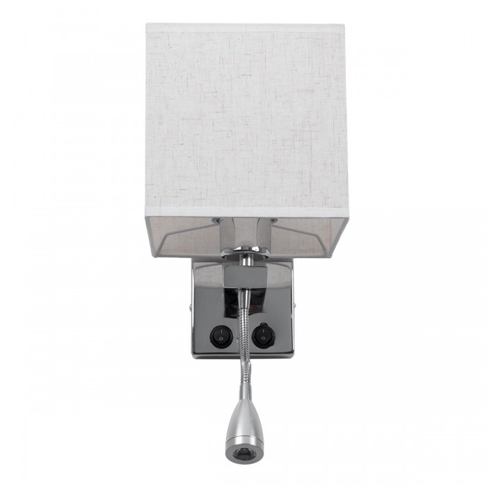 GloboStar® ELEGANT 01495 Μοντέρνο Φωτιστικό Τοίχου Απλίκα Μεταλλικό Χρώμιο Νίκελ με Λευκό Ύφασμα Δίφωτο 1xE27 - Ρυθμίζόμενο Σώμα Σπιράλ με CREE LED 3W Θερμό Λευκό 2700K - Διακόπτες On / Off Μ17 x Π21 x Υ43cm GloboStar® ELEGANT 01495 Μοντέρνο Φωτιστικό Τοίχου Απλίκα Μεταλλικό Χρώμιο Νίκελ με Λευκό Ύφασμα Δίφωτο 1xE27 - Ρυθμίζόμενο Σώμα Σπιράλ με CREE LED 3W Θερμό Λευκό 2700K - Διακόπτες On / Off Μ17 x Π21 x Υ43cm