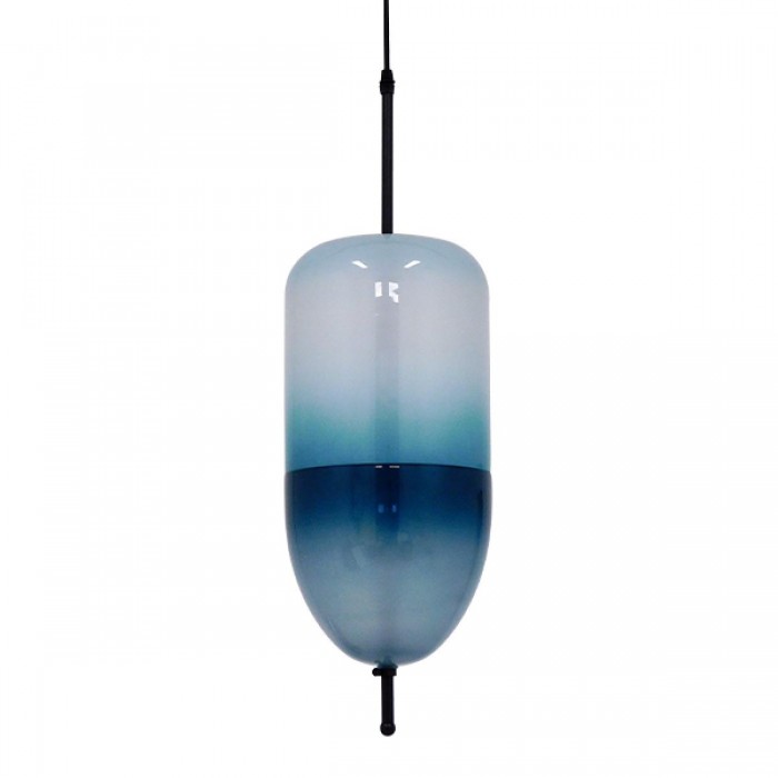 GloboStar® TEARDROP 01504 Μοντέρνο Κρεμαστό Φωτιστικό Οροφής Τρίφωοτο 3 x G4 Γυάλινο Τιρκουάζ Διάφανο Φ20 x Υ65cm