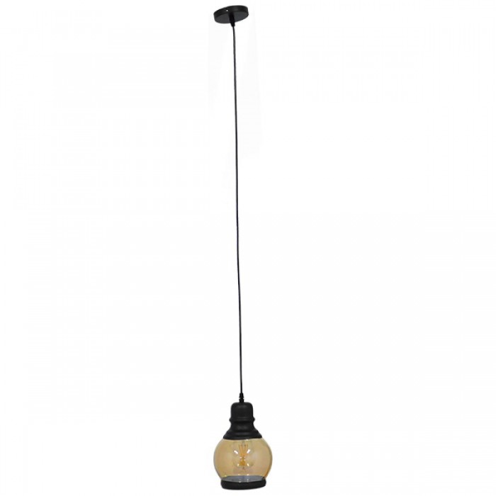 GloboStar® OLIVER 01505 Vintage Κρεμαστό Φωτιστικό Οροφής Μονόφωτο 1 x E27 Μαύρο Γυάλινο Μελί Διάφανο Φ16 x Υ25cm GloboStar® OLIVER 01505 Vintage Κρεμαστό Φωτιστικό Οροφής Μονόφωτο 1 x E27 Μαύρο Γυάλινο Μελί Διάφανο Φ16 x Υ25cm