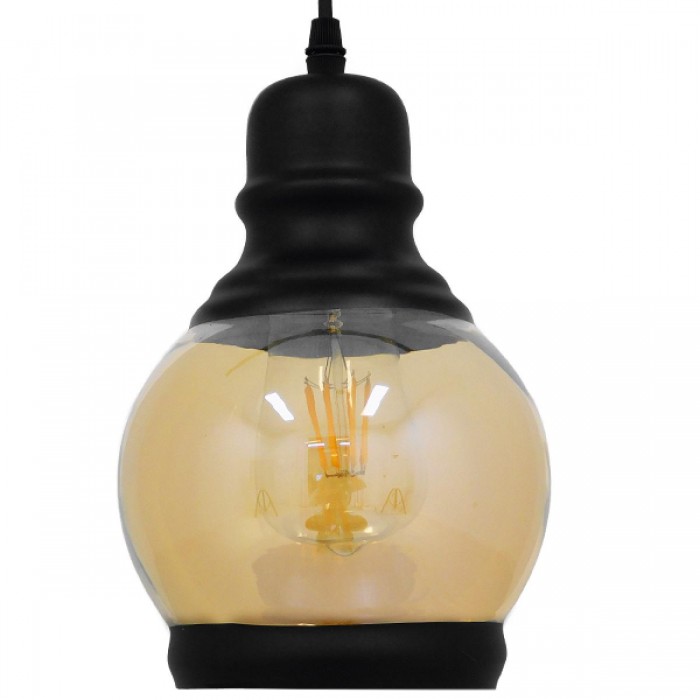 GloboStar® OLIVER 01505 Vintage Κρεμαστό Φωτιστικό Οροφής Μονόφωτο 1 x E27 Μαύρο Γυάλινο Μελί Διάφανο Φ16 x Υ25cm GloboStar® OLIVER 01505 Vintage Κρεμαστό Φωτιστικό Οροφής Μονόφωτο 1 x E27 Μαύρο Γυάλινο Μελί Διάφανο Φ16 x Υ25cm