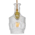 GloboStar® WHISKEY 01513 Vintage Κρεμαστό Φωτιστικό Οροφής Μονόφωτο 1 x E27 Γυάλινο Διάφανο Φ13 x Υ22cm