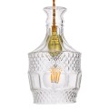 GloboStar® WHISKEY 01513 Vintage Κρεμαστό Φωτιστικό Οροφής Μονόφωτο 1 x E27 Γυάλινο Διάφανο Φ13 x Υ22cm
