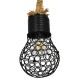 GloboStar® URBAN 01521 Vintage Industrial Κρεμαστό Φωτιστικό Οροφής Μονόφωτο 1 x E27 Μαύρο Μεταλλικό Πλέγμα με Μπεζ Σχοινί Φ15 x Υ25cm