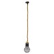 GloboStar® URBAN 01521 Vintage Industrial Κρεμαστό Φωτιστικό Οροφής Μονόφωτο 1 x E27 Μαύρο Μεταλλικό Πλέγμα με Μπεζ Σχοινί Φ15 x Υ25cm