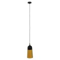 GloboStar® PALAZZO 01523 Μοντέρνο Κρεμαστό Φωτιστικό Οροφής Μονόφωτο 1 x E27 Μαύρο - Χρυσό Μεταλλικό Καμπάνα Φ14 x Υ34cm