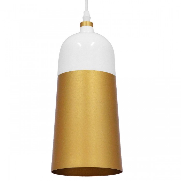 GloboStar® PALAZZO 01524 Μοντέρνο Κρεμαστό Φωτιστικό Οροφής Μονόφωτο 1 x E27 Λευκό - Χρυσό Μεταλλικό Καμπάνα Φ14 x Υ34cm GloboStar® PALAZZO 01524 Μοντέρνο Κρεμαστό Φωτιστικό Οροφής Μονόφωτο 1 x E27 Λευκό - Χρυσό Μεταλλικό Καμπάνα Φ14 x Υ34cm