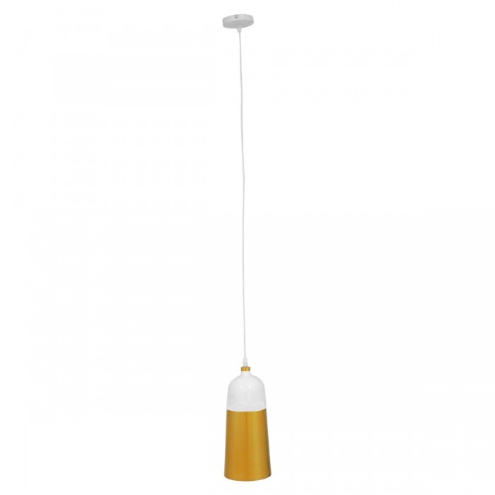 GloboStar® PALAZZO 01524 Μοντέρνο Κρεμαστό Φωτιστικό Οροφής Μονόφωτο 1 x E27 Λευκό - Χρυσό Μεταλλικό Καμπάνα Φ14 x Υ34cm GloboStar® PALAZZO 01524 Μοντέρνο Κρεμαστό Φωτιστικό Οροφής Μονόφωτο 1 x E27 Λευκό - Χρυσό Μεταλλικό Καμπάνα Φ14 x Υ34cm