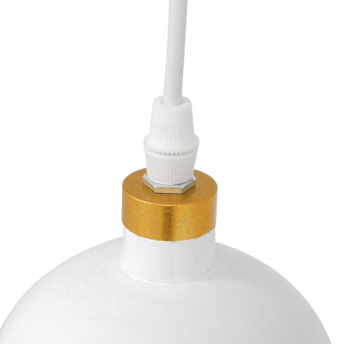 GloboStar® PALAZZO 01524 Μοντέρνο Κρεμαστό Φωτιστικό Οροφής Μονόφωτο 1 x E27 Λευκό - Χρυσό Μεταλλικό Καμπάνα Φ14 x Υ34cm GloboStar® PALAZZO 01524 Μοντέρνο Κρεμαστό Φωτιστικό Οροφής Μονόφωτο 1 x E27 Λευκό - Χρυσό Μεταλλικό Καμπάνα Φ14 x Υ34cm