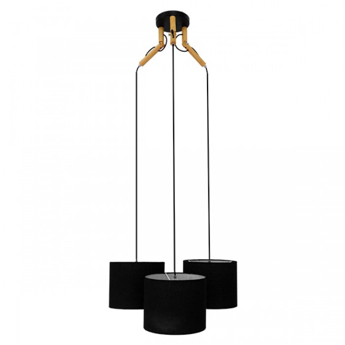 GloboStar® RAMSON 01525 Μοντέρνο Κρεμαστό Φωτιστικό Οροφής Τρίφωτο 3 x E27 Μαύρο με Ξύλο και Υφασμάτινα Καπελα Φ67 x Υ65cm GloboStar® RAMSON 01525 Μοντέρνο Κρεμαστό Φωτιστικό Οροφής Τρίφωτο 3 x E27 Μαύρο με Ξύλο και Υφασμάτινα Καπελα Φ67 x Υ65cm