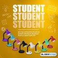 GloboStar® STUDENT BLUE 01532 Μοντέρνο Επιτραπέζιο Φωτιστικό Γραφείου Μονόφωτο Μεταλλικό Θαλασσί Λευκό με Διακόπτη ΟN/OFF Φ12 x Υ32cm