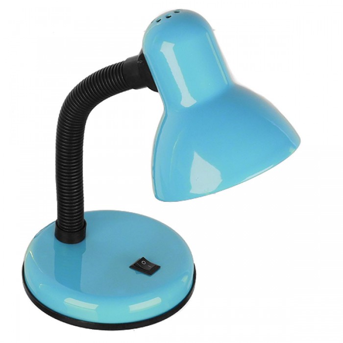 GloboStar® STUDENT BLUE 01532 Μοντέρνο Επιτραπέζιο Φωτιστικό Γραφείου Μονόφωτο Μεταλλικό Θαλασσί Λευκό με Διακόπτη ΟN/OFF Φ12 x Υ32cm