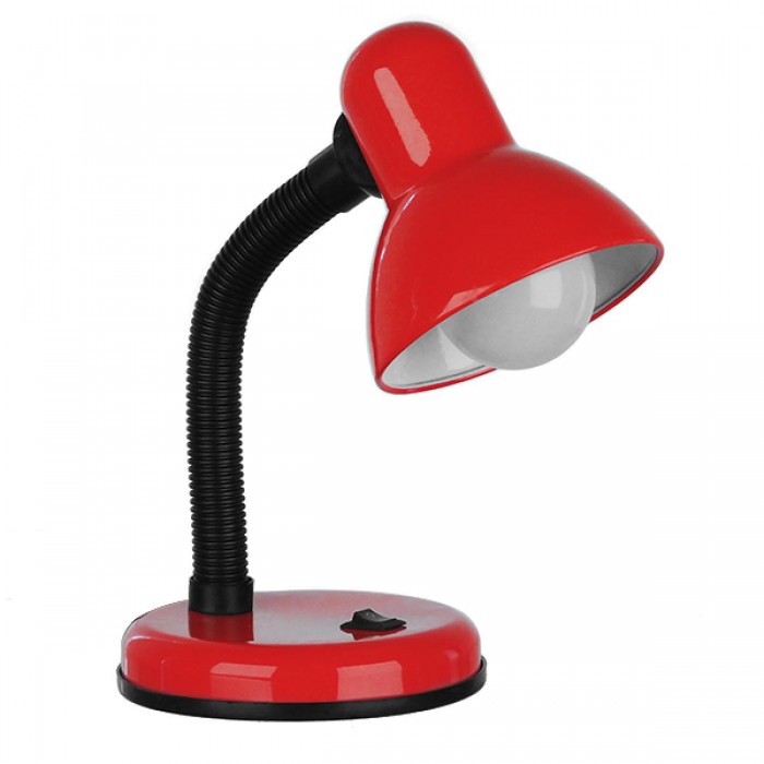GloboStar® STUDENT RED 01535 Μοντέρνο Επιτραπέζιο Φωτιστικό Γραφείου Μονόφωτο Μεταλλικό Κόκκινο Λευκό με Διακόπτη ΟN/OFF Φ12 x Υ32cm