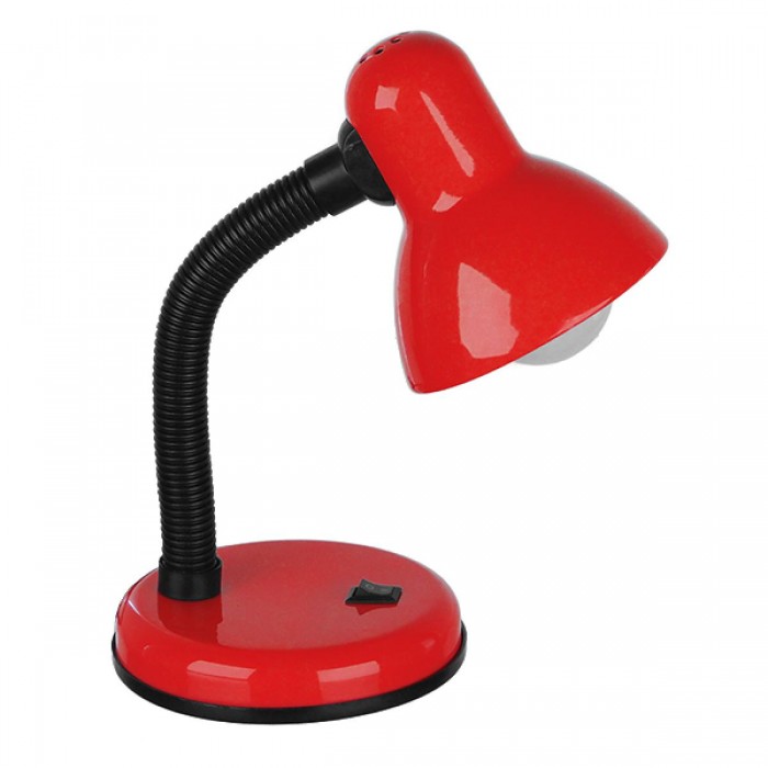 GloboStar® STUDENT RED 01535 Μοντέρνο Επιτραπέζιο Φωτιστικό Γραφείου Μονόφωτο Μεταλλικό Κόκκινο Λευκό με Διακόπτη ΟN/OFF Φ12 x Υ32cm